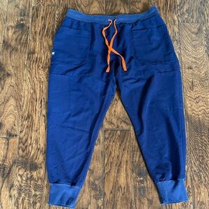 FIGS Zamora Joggers Navy with Orange Drawstring, size XXL
